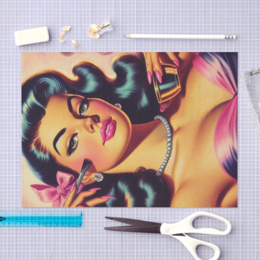  Schattige Make Up Meisje Tissuepapier (Craft)