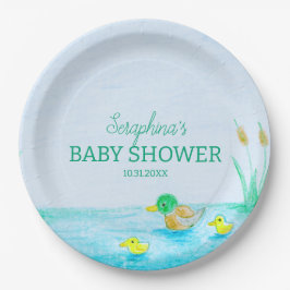 Schattige Mallard Duck Baby shower Papieren Bordje