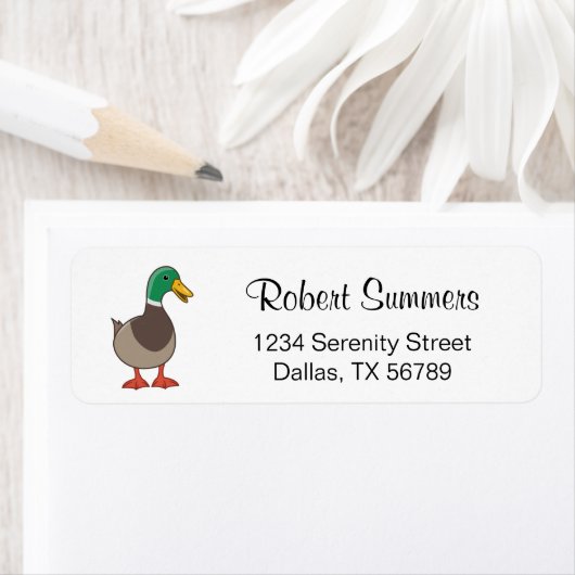 Schattige Mallard Duck Return-adres Etiket (Insitu)