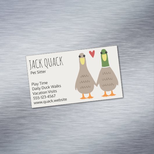 Schattige Mallard Ducks Paar Holding Handen | Grap Magnetisch Visitekaartje (Voorbeeld)
