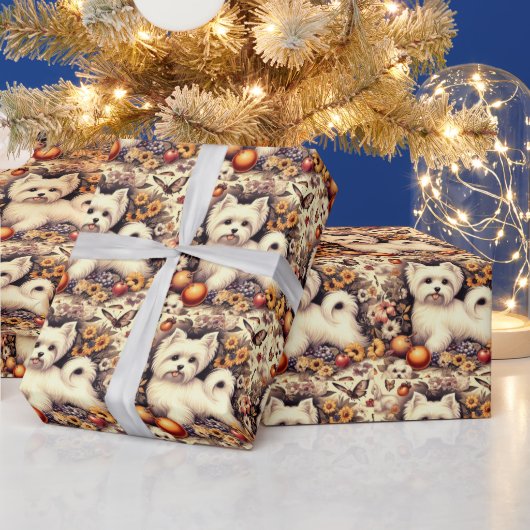 Schattige Maltees Cadeaupapier (Feestdagen)