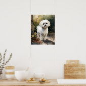 Schattige Maltees Hondenkunst Print Poster (Keuken)