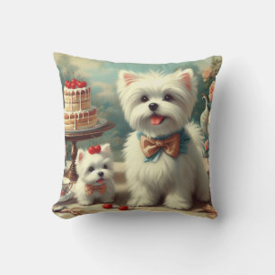 Schattige Maltees puppy schilderij Kussen