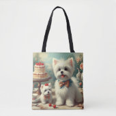 Schattige Maltees puppy schilderij Tote Bag (Voorkant)