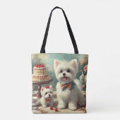 Schattige Maltees puppy schilderij Tote Bag (Achterkant)