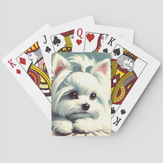 Schattige Maltees schilderij Pokerkaarten (Achterkant)