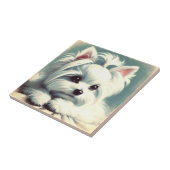 Schattige Maltees schilderij Tegeltje (Zijkant)