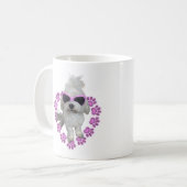 Schattige Maltese hond met roze zonnebril Koffiemok (Voorkant links)