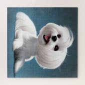 Schattige Maltese kunst of een portret van je hond Legpuzzel (Horizontaal)