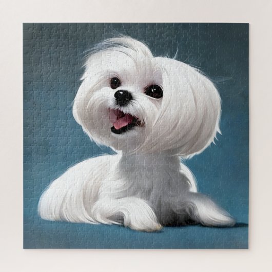 Schattige Maltese kunst of een portret van je hond Legpuzzel (Verticaal)