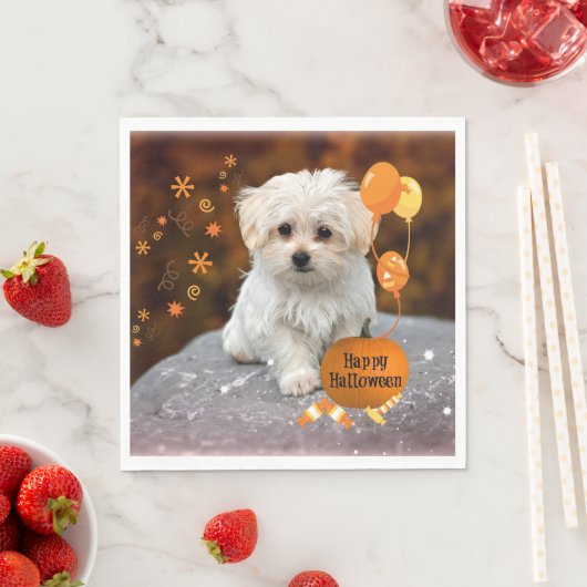 Schattige Maltese puppy Celebrates Halloween Servet (Insitu)