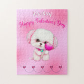 Schattige Maltese puppy Happy Valentine Dag Legpuzzel (Verticaal)