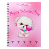 Schattige Maltese puppy Happy Valentine Dag Notitieboek (Voorkant)