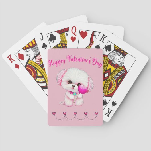 Schattige Maltese puppy Happy Valentine Dag Pokerkaarten (Achterkant)