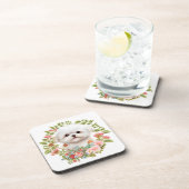 Schattige Maltese puppy in Bloom, Maltees Hondenli Bier Onderzetter (Rechterzijde)