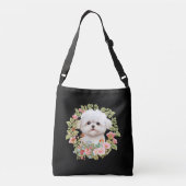 Schattige Maltese puppy in Bloom, Maltees Hondenli Crossbody Tas (Achterkant)