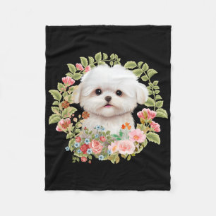 Schattige Maltese puppy in Bloom, Maltees Hondenli Fleece Deken
