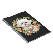 Schattige Maltese puppy in Bloom, Maltees Hondenli Notitieboek (Rechterzijde)