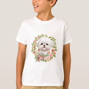 Schattige Maltese puppy in Bloom, Maltees Hondenli T-shirt