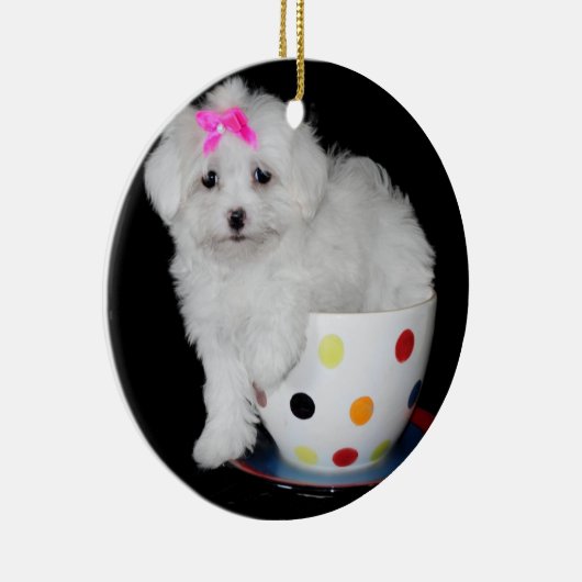 Schattige Maltese puppy Keramisch Ornament (Rechts)