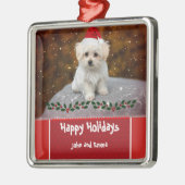 Schattige Maltese Sjabloon voor feestdagen Metalen Ornament (Links)