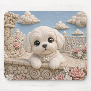 Schattige Maltezer Puppy, Baby Hond Muismat