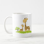 Schattige mam & Baby Giraffe Groen en Geel Koffiemok (Links)