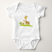 Schattige mam & Baby Giraffe Groen en Geel Romper (Voorkant)