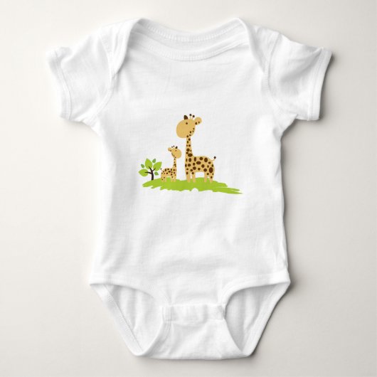 Schattige mam & Baby Giraffe Groen en Geel Romper (Voorkant)