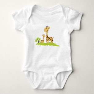 Schattige mam & Baby Giraffe Groen en Geel Romper
