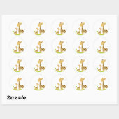Schattige mam & Baby Giraffe Groen en Geel Ronde Sticker (Vel)