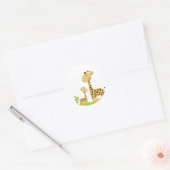 Schattige mam & Baby Giraffe Groen en Geel Ronde Sticker (Envelop)