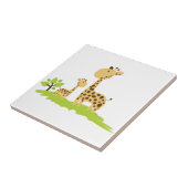 Schattige mam & Baby Giraffe Groen en Geel Tegeltje (Zijkant)