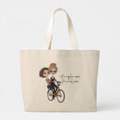 Schattige Mam/Daughter op Fietstekening ‘Cool Mom’ Grote Tote Bag (Achterkant)