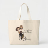 Schattige Mam/Daughter op Fietstekening ‘Cool Mom’ Grote Tote Bag (Voorkant)