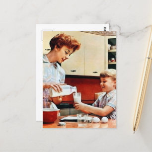 schattige mam Daughter retro  melk Briefkaart