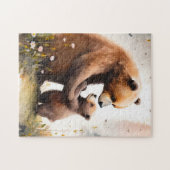 Schattige Mama & Baby beer Legpuzzel (Horizontaal)