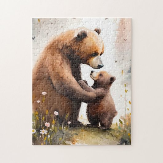 Schattige Mama & Baby beer Legpuzzel (Verticaal)