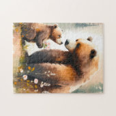 Schattige Mama & Baby beer Legpuzzel (Horizontaal)