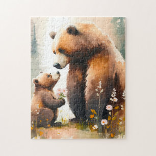 Schattige Mama & Baby beer Legpuzzel