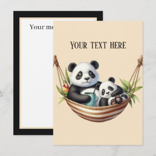 Schattige Mama baby panda beren bericht toevoegen Notitiekaartje