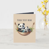 Schattige Mama baby panda beren tekst toevoegen Kaart (Gele Bloem)