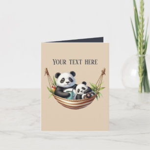 Schattige Mama baby panda beren tekst toevoegen Kaart