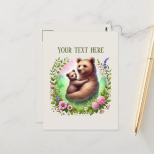 Schattige mama babybeer voeg tekst toe briefkaart