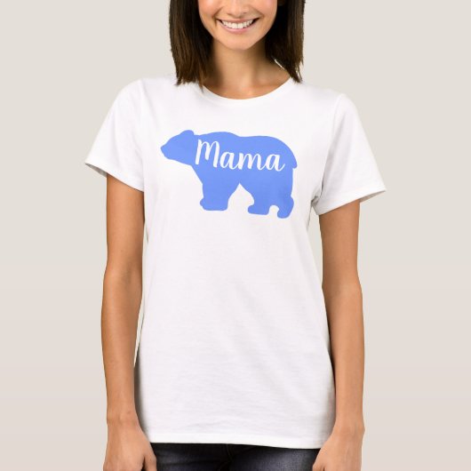Schattige Mama beer blauw design moederdag cadeau T-shirt (Voorkant)