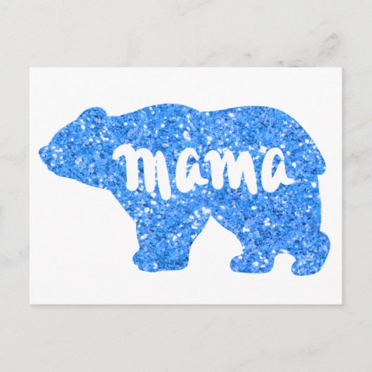 Schattige Mama beer blauw sprankelend ontwerp voor Briefkaart (Voorkant)