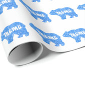 Schattige Mama beer blauw sprankelend ontwerp voor Cadeaupapier (Rol Hoek)