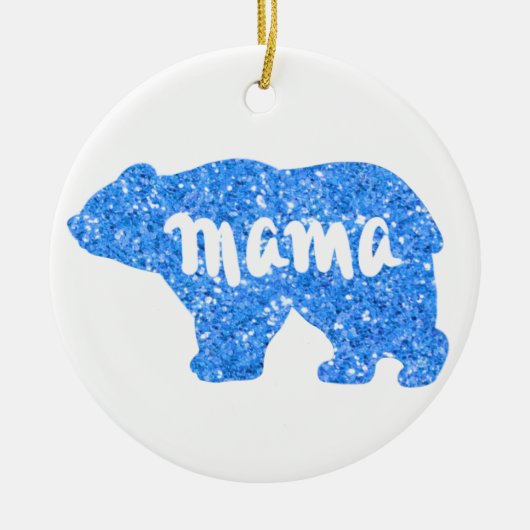 Schattige Mama beer blauw sprankelend ontwerp voor Keramisch Ornament (Voorkant)