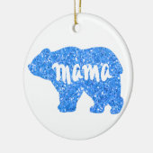 Schattige Mama beer blauw sprankelend ontwerp voor Keramisch Ornament (Links)