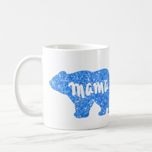 Schattige Mama beer blauw sprankelend ontwerp voor Koffiemok (Links)